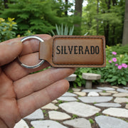 Keychain - Rectangle - Silverado - Leather
