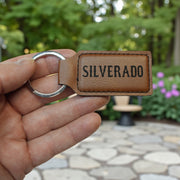 Keychain - Rectangle - Silverado - Leather