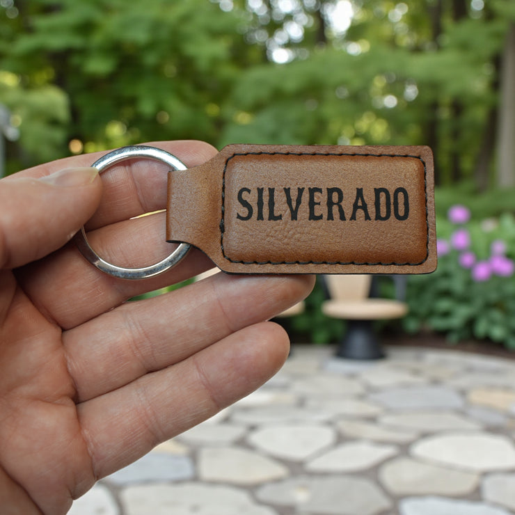Keychain - Rectangle - Silverado - Leather