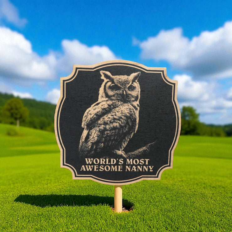 Sign - Black - Worlds most awesome nanny with owl