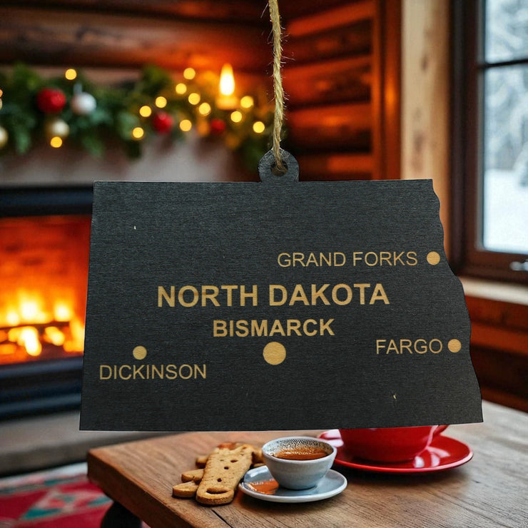 Ornament - CUSTOM - North Dakota State with Cities