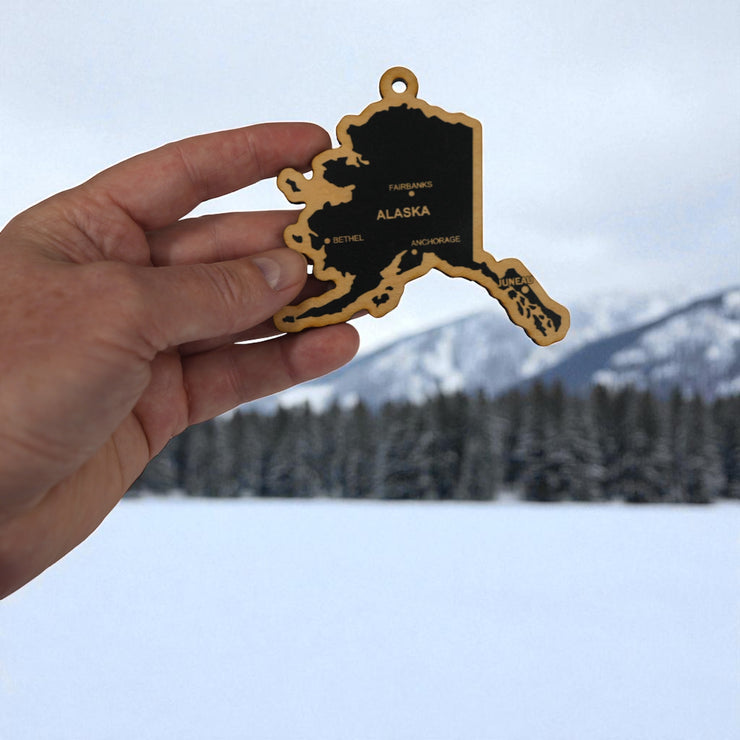 Ornament - CUSTOM - Alaska State with Cities