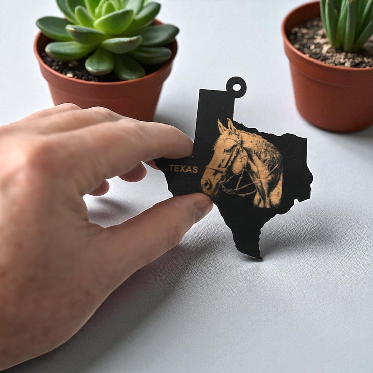 Ornament - Black - Texas with Horse
