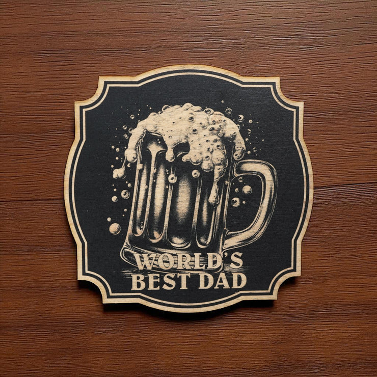 Sign - Black - Worlds best dad with beer mug