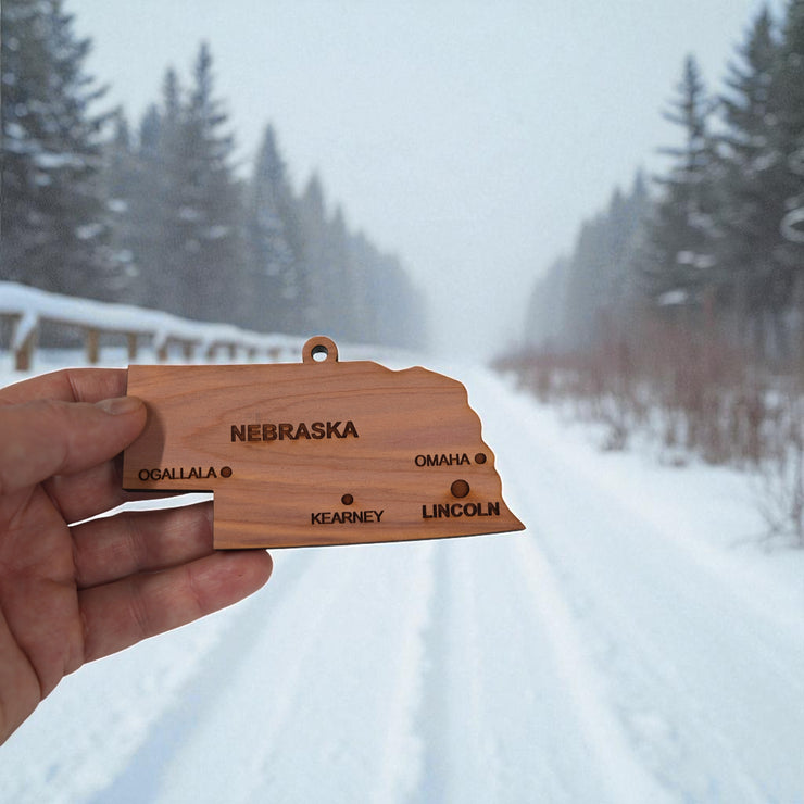 Ornament - CUSTOM - Nebraska State with Cities