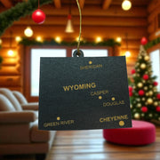 Ornament - CUSTOM - Wyoming State with Cities