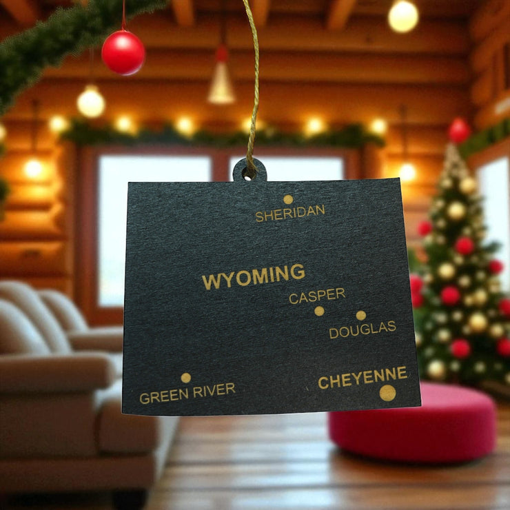 Ornament - CUSTOM - Wyoming State with Cities