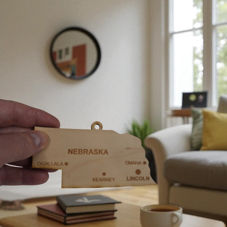Ornament - CUSTOM - Nebraska State with Cities