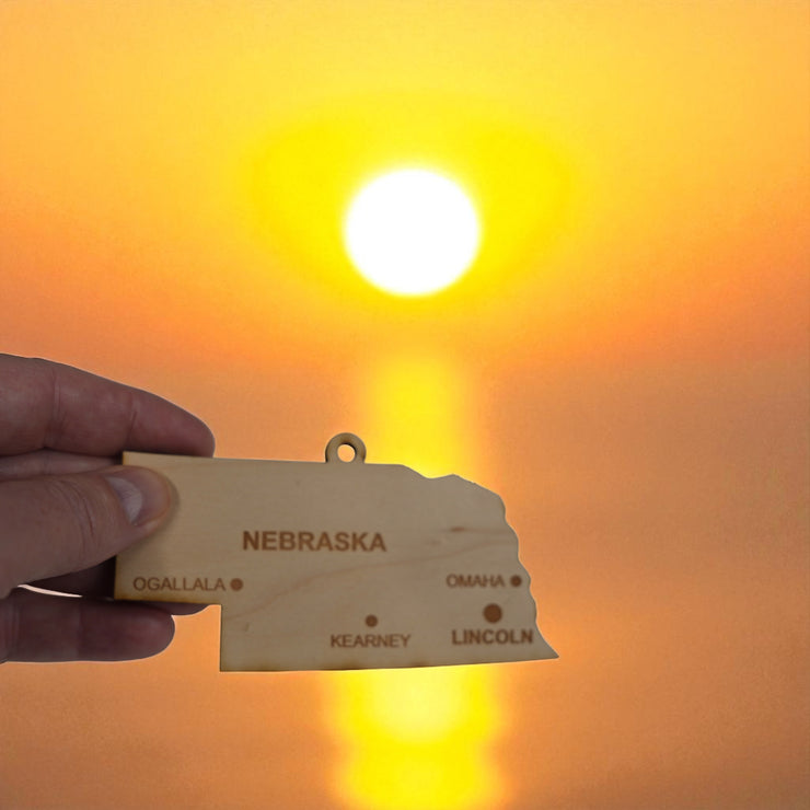 Ornament - CUSTOM - Nebraska State with Cities