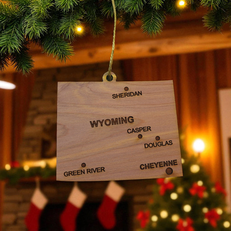 Ornament - CUSTOM - Wyoming State with Cities
