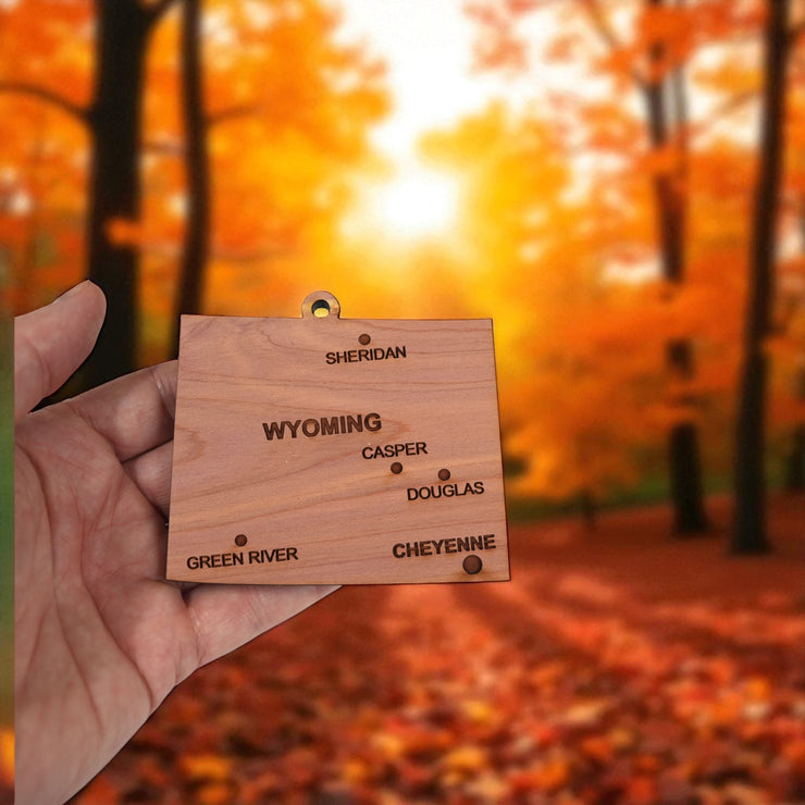 Ornament - CUSTOM - Wyoming State with Cities
