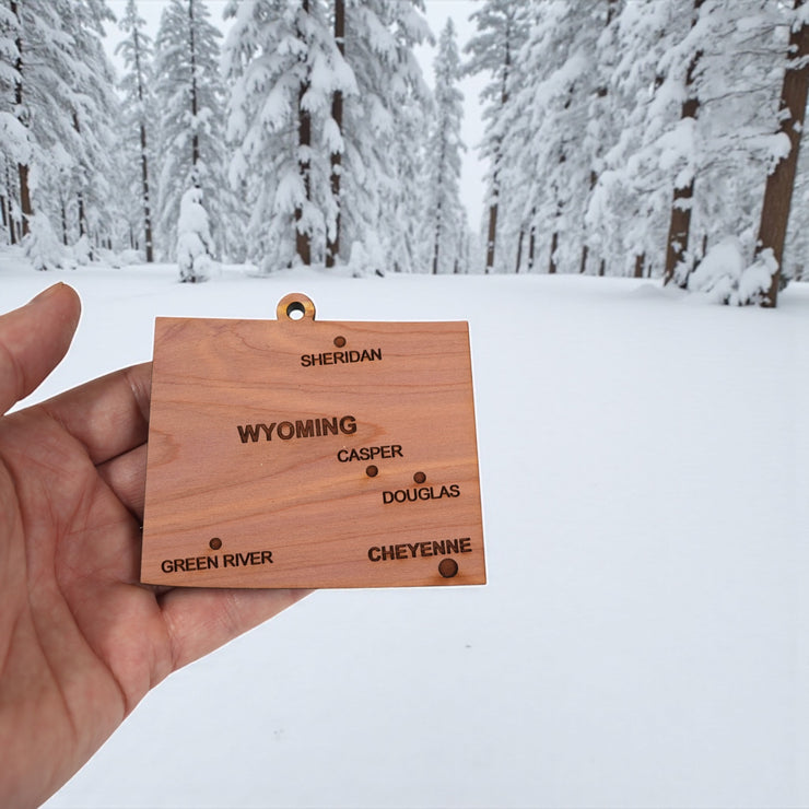 Ornament - CUSTOM - Wyoming State with Cities