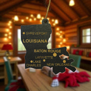 Ornament - CUSTOM - Louisiana State with Cities