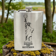 8oz Drink Up Bitches - Statue of Liberty Stainless Steel Flask