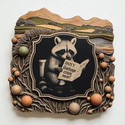 Sign - Black - Garbage Crisis Near with Raccoon