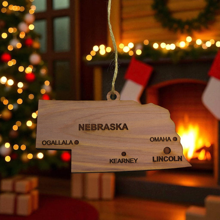 Ornament - CUSTOM - Nebraska State with Cities