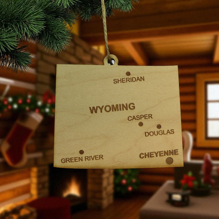 Ornament - CUSTOM - Wyoming State with Cities