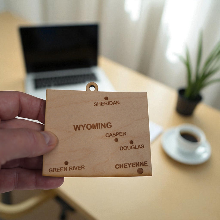Ornament - CUSTOM - Wyoming State with Cities