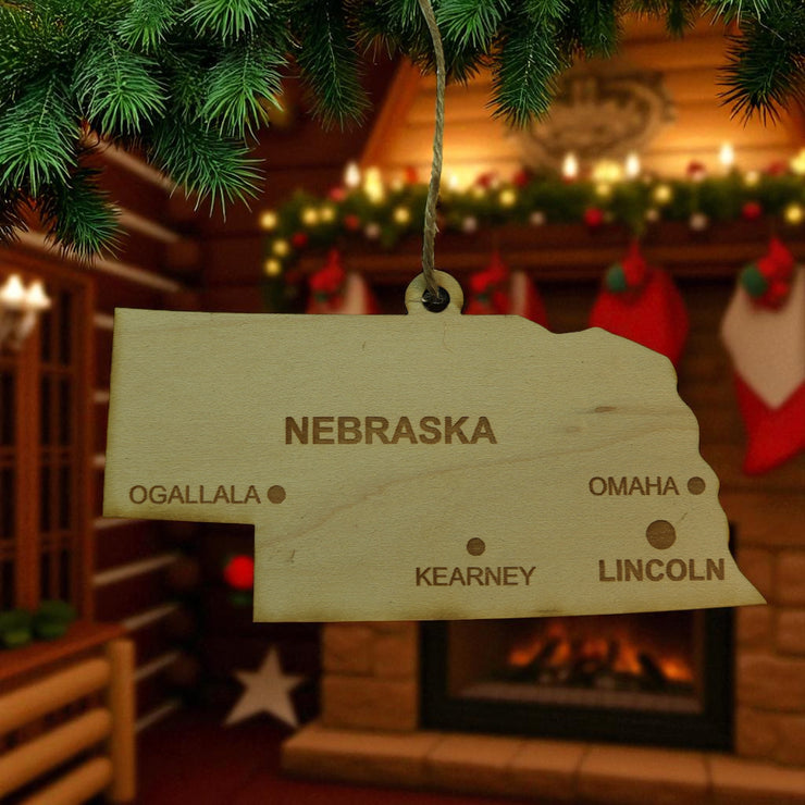 Ornament - CUSTOM - Nebraska State with Cities
