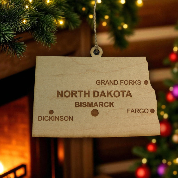 Ornament - CUSTOM - North Dakota State with Cities