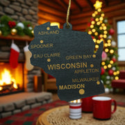 Ornament - CUSTOM - Wisconsin State with Cities