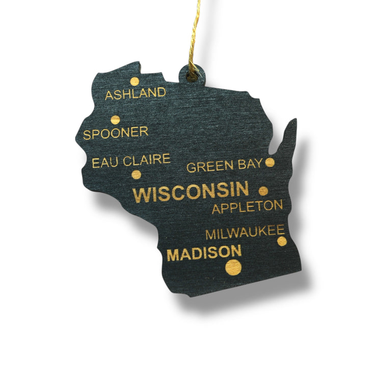 Ornament - CUSTOM - Wisconsin State with Cities