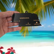 Ornament - CUSTOM - Nebraska State with Cities