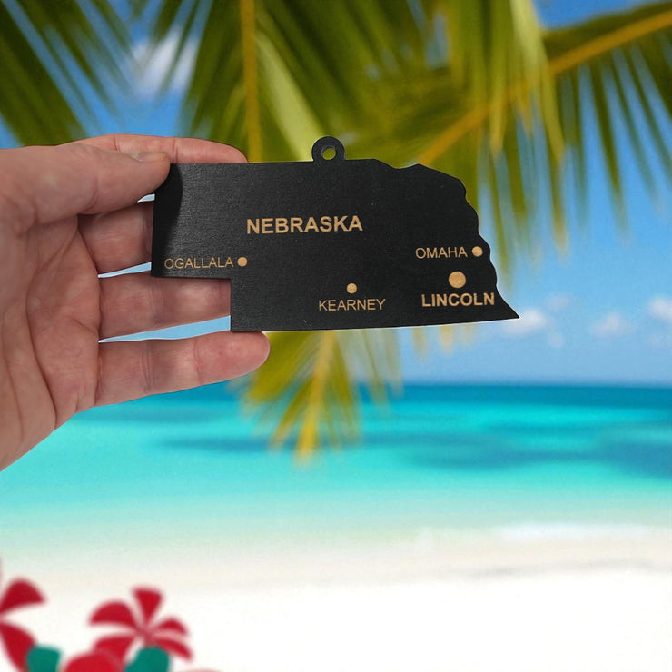 Ornament - CUSTOM - Nebraska State with Cities