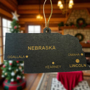 Ornament - CUSTOM - Nebraska State with Cities
