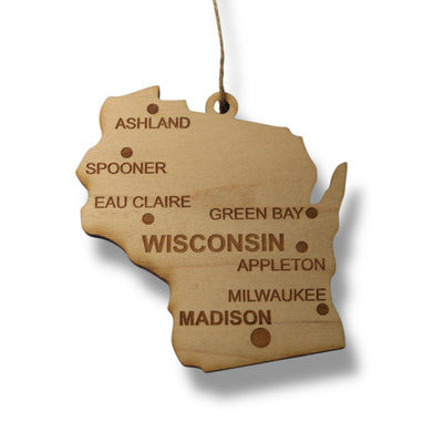Ornament - CUSTOM - Wisconsin State with Cities