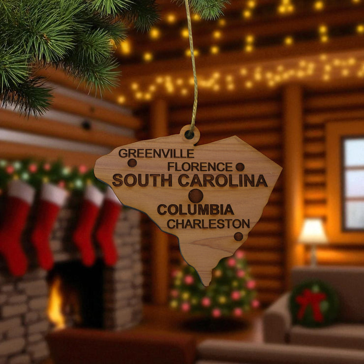 Ornament - CUSTOM - South Carolina State with Cities