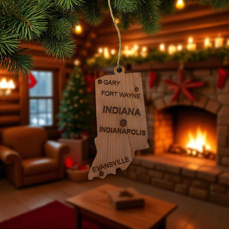 Ornament - CUSTOM - Indiana State with Cities