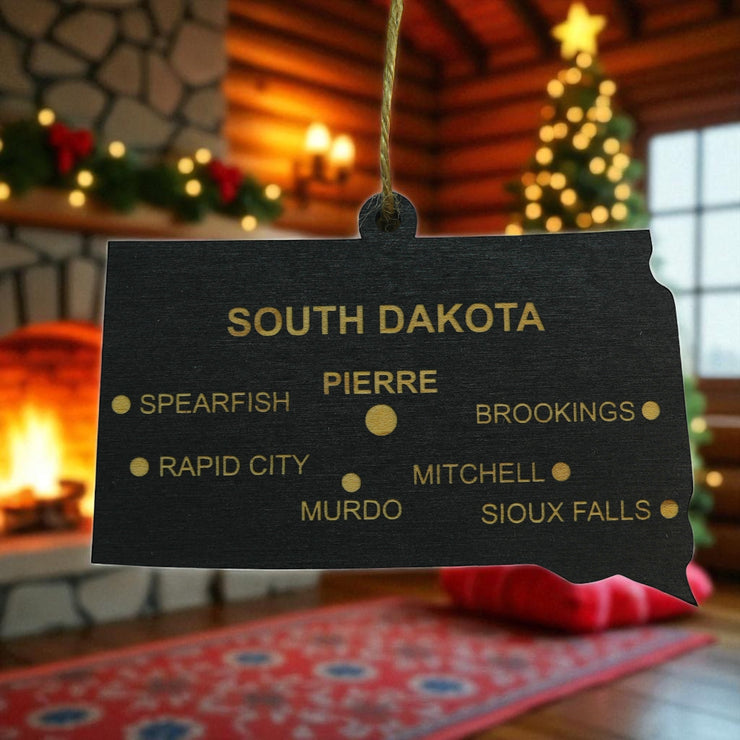 Ornament - CUSTOM - South Dakota State with Cities