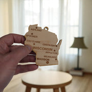 Ornament - CUSTOM - Wisconsin State with Cities
