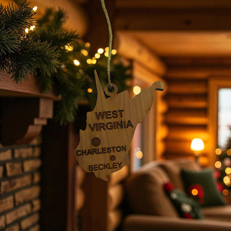 Ornament - CUSTOM - West Virginia State with Cities
