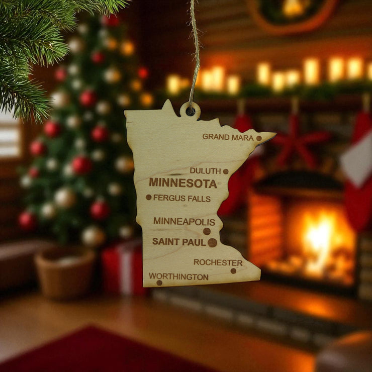 Ornament - CUSTOM - Minnesota State with Cities