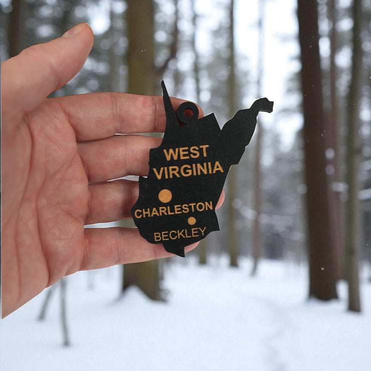 Ornament - CUSTOM - West Virginia State with Cities