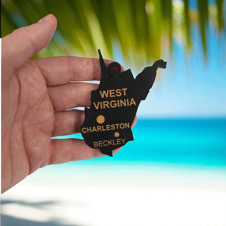 Ornament - CUSTOM - West Virginia State with Cities