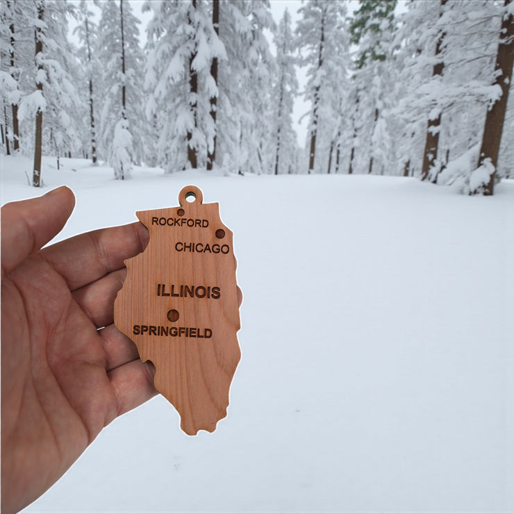 Ornament - CUSTOM - Illinois State with Cities