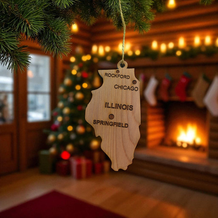 Ornament - CUSTOM - Illinois State with Cities