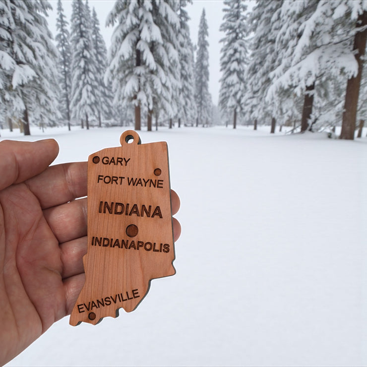 Ornament - CUSTOM - Indiana State with Cities