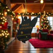 Ornament - CUSTOM - West Virginia State with Cities