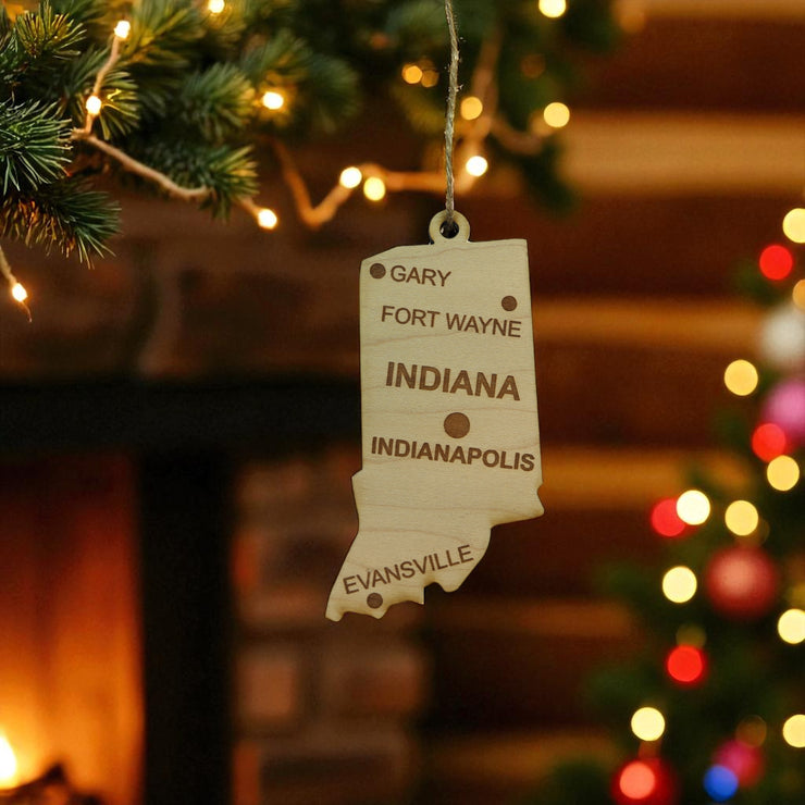 Ornament - CUSTOM - Indiana State with Cities