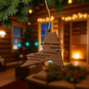 Ornament - CUSTOM - New York State with Cities