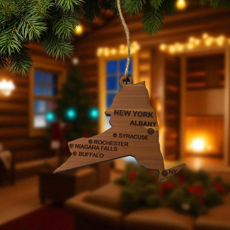 Ornament - CUSTOM - New York State with Cities