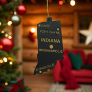 Ornament - CUSTOM - Indiana State with Cities