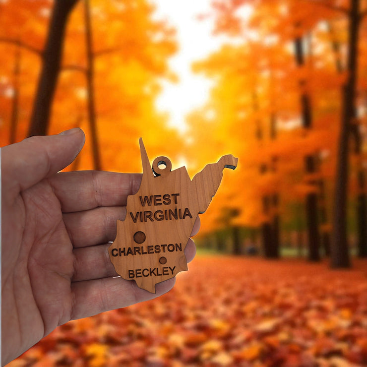 Ornament - CUSTOM - West Virginia State with Cities