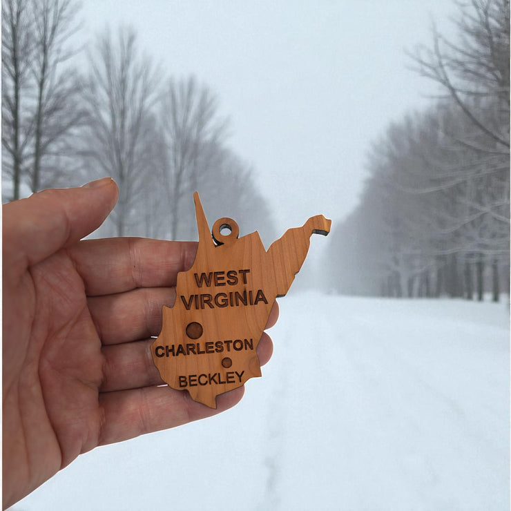 Ornament - CUSTOM - West Virginia State with Cities