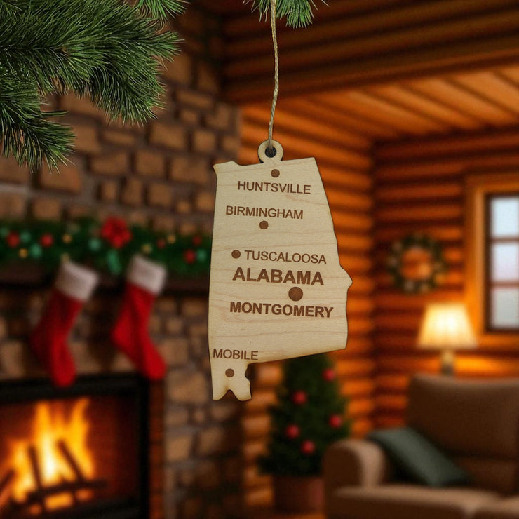 Ornament - CUSTOM - Alabama State with Cities