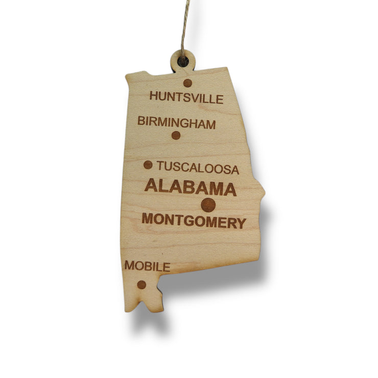 Ornament - CUSTOM - Alabama State with Cities